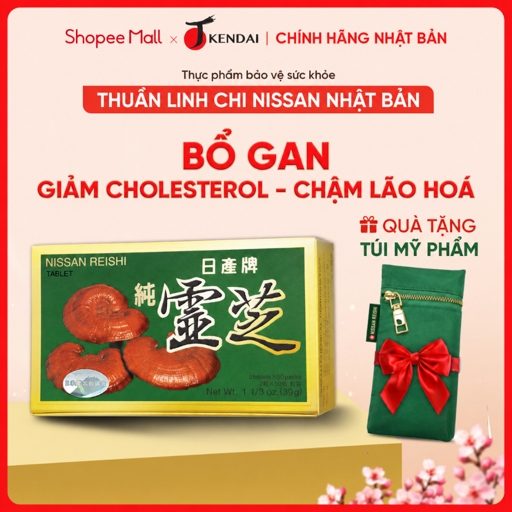 Thuần Linh Chi Nissan Reishi Nhật Bản Hỗ Trợ Bảo Vệ Gan, Bồi Bổ Sức Khoẻ Hộp 100 Viên