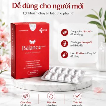Men vi sinh phụ khoa Balance EVA hộp vỉ 10 viên tiện lợi cho chị em trải nghiệm – 6 tỷ lợi khuẩn, cân bằng pH, giảm viêm