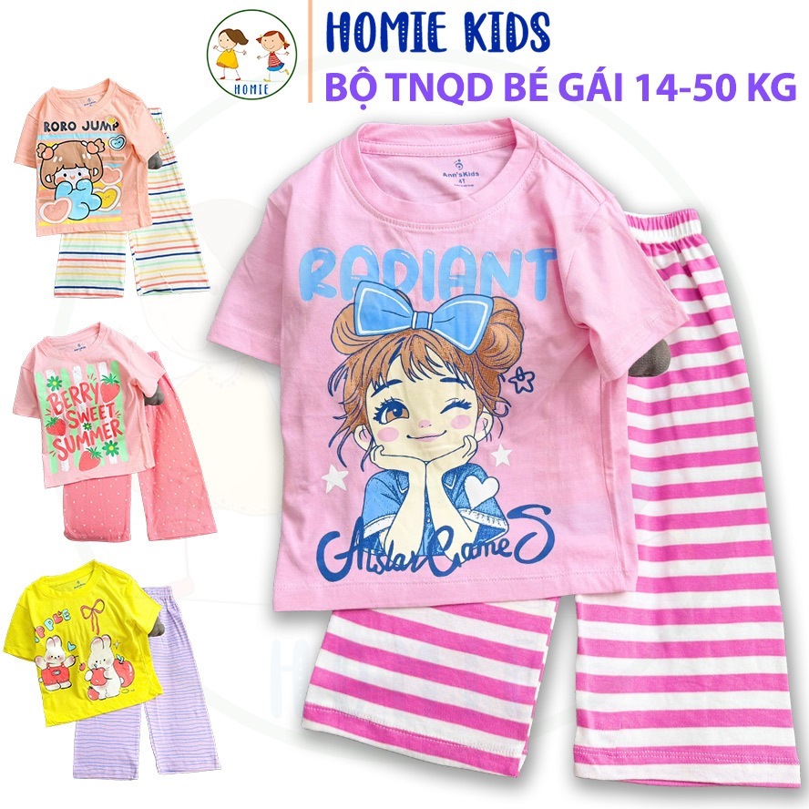 Đồ bộ bé gái 14-50 kg set quần áo trẻ em cotton TNQD mặc mát in hoạt hình công chúa đẹp cá tính dễ thương Homie Kids