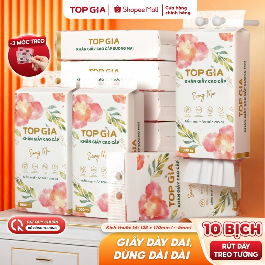 [HÀNG VIỆT CHẤT LƯỢNG CAO] Thùng 10/12 bịch rút đáy Sương Mai TopGia cao cấp siêu dai mềm mịn