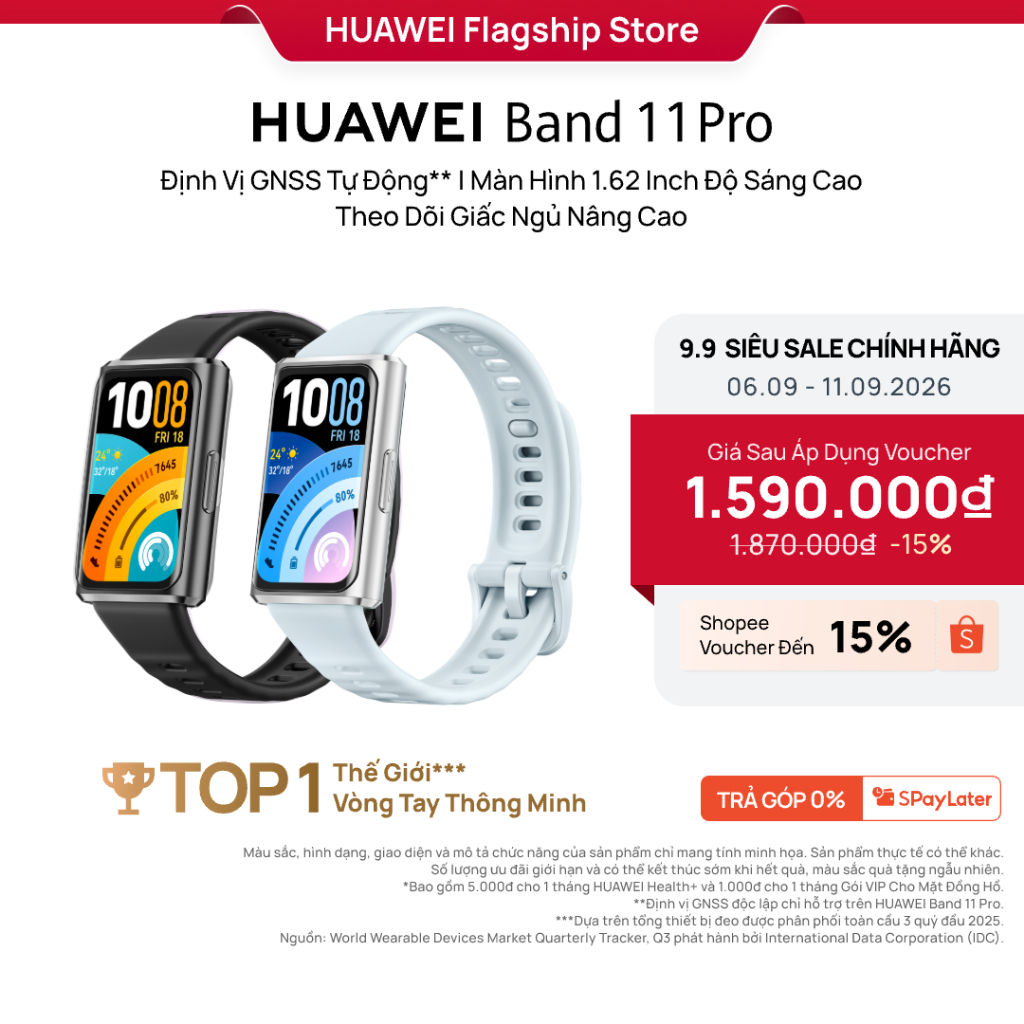 Vòng Đeo Tay Thông Minh HUAWEI Band 11 Pro |Định Vị GNSS Tự Động |Màn Hình 1.62'' Độ Sáng Cao| Quản Lý Sức Khỏe Nâng Cao | BigBuy360 - bigbuy360.vn