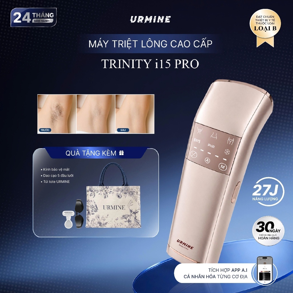 [MỚI] Máy Triệt Lông URMINE IPL Cao Cấp Tại Nhà | Ánh Sáng Kép × Làm Lạnh Sapphire Cực Sâu 2°C Kết Nối App Thông Minh