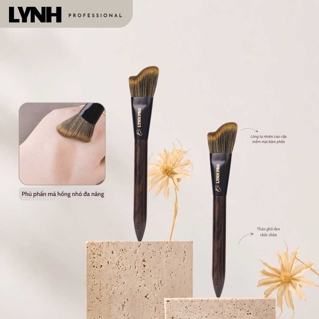 Cọ Tạo Khối LYNH PRO T34 Dáng Vát Ôm Gò Má Lông Sóc Nhân Tạo Mềm Mại