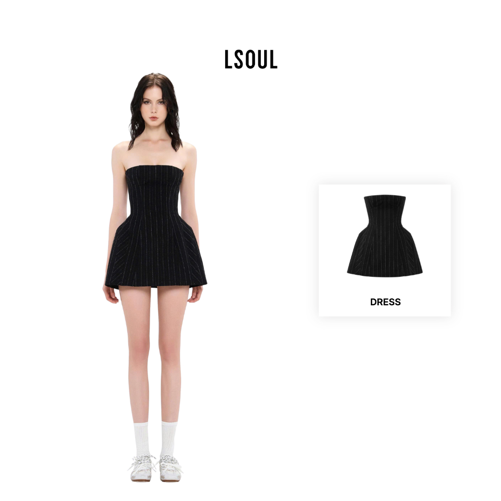 LSOUL Đầm Corset Chữ A Cúp Ngực Kẻ Sọc Dọc Dáng Chuông Sang Chảnh Kirsi Dress V25071685