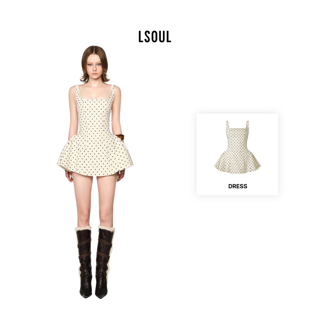 LSOUL Đầm 2 Dây Xòe Chấm Bi Sang Trọng Đi Tiệc Zoey Dress V2409162