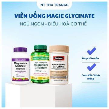 Bill Hãng - Viên Uống Magie Glycinate 240mg Natures Bounty Hỗ Trợ Giấc Ngủ, Hỗ Trợ Điều Hoà Hệ Cơ
