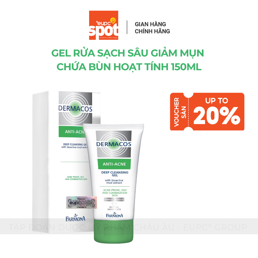 Gel rửa Sạch sâu giảm mụn chứa bùn hoạt tính Farmona Dermacos Anti-Acne 150ml