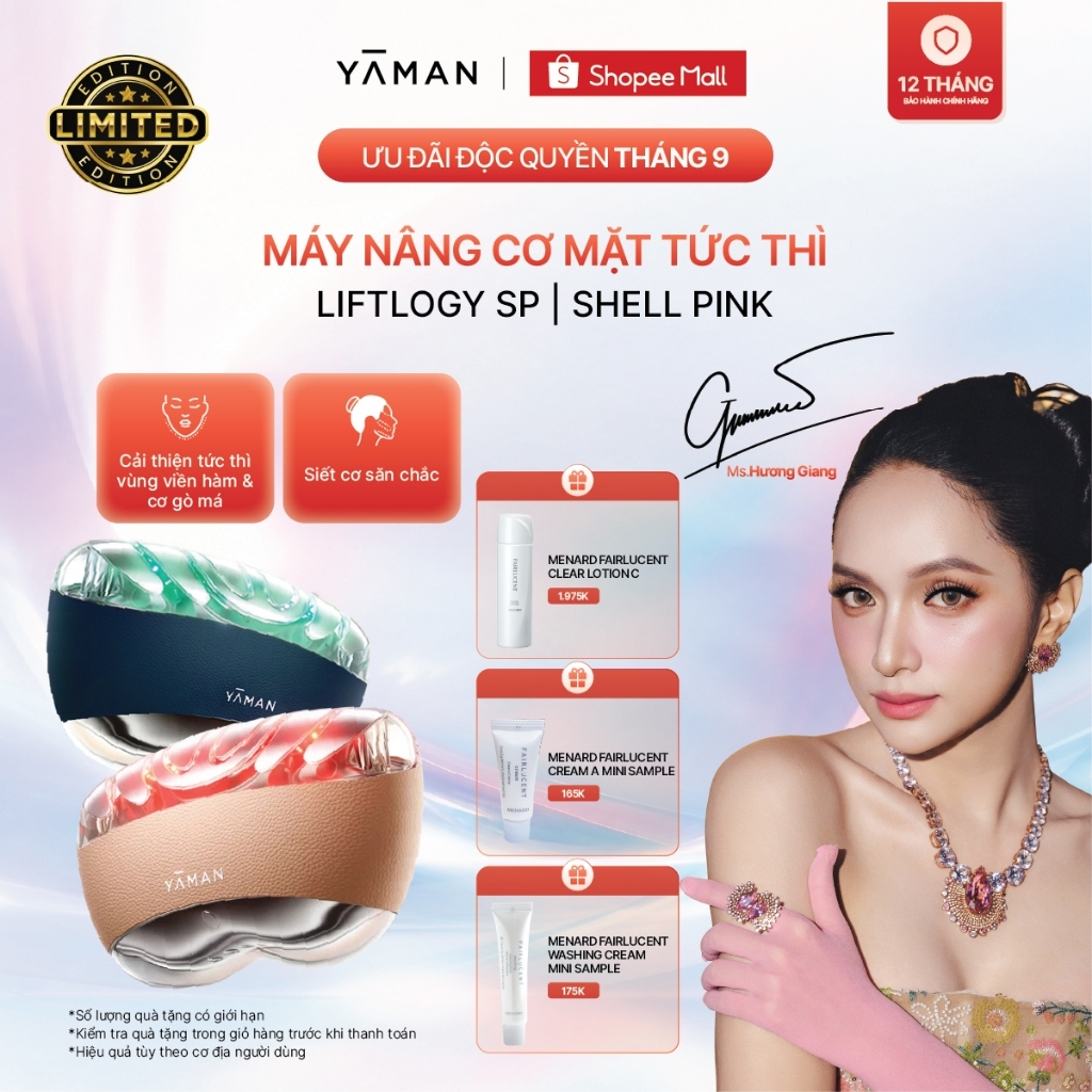 [MUA 1 TẶNG 3] Máy nâng cơ mặt tức thì YAMAN, massage hỗ trợ ngừa lão hoá và chăm sóc da Liftlogy SP/Shell Pink