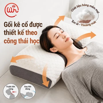 【WH】Gối Chỉnh Hình Cổ 74*48*7 cm Gối Công Thái Học Thoáng Khí Điều Chỉnh Chống Ngáy Mất Ngủ Đau Mỏi Cổ Cứng Cổ
