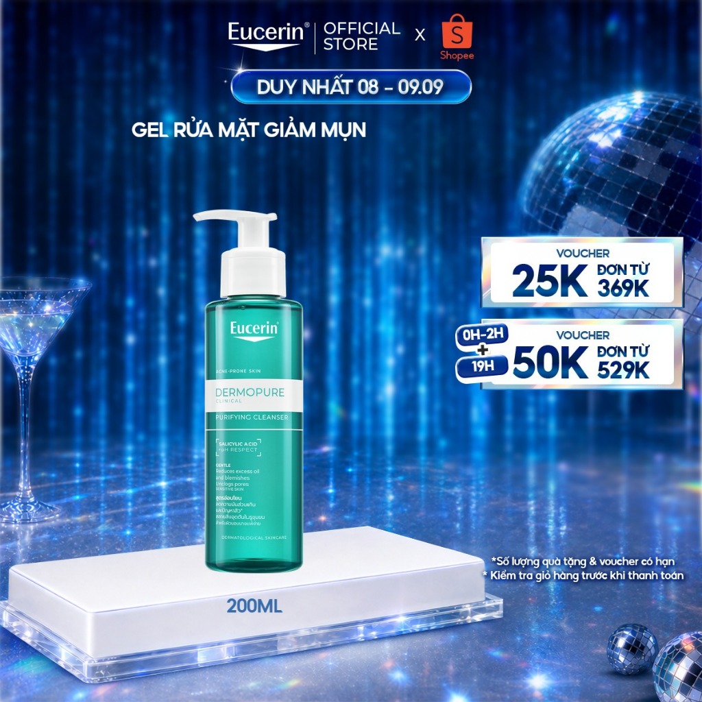 Gel rửa mặt cho da dầu mụn Eucerin® DermoPure Clinical Purifying Cleanser 200ml | Skincare | BigBuy360 - bigbuy360.vn