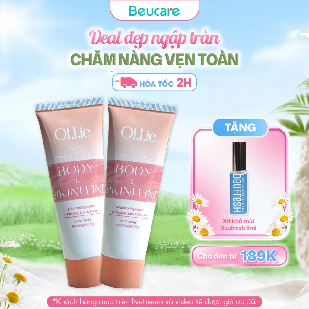 Combo Kem tẩy lông OLLIE , tẩy lông vùng kín, nách, tay, chân 70g
