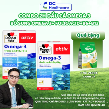 COMBO 2 HỘP Dầu Cá Omega 3 Doppelherz - Bổ Sung Omega 3, Acid Folic, Duy Trì Sức Khỏe Tim Mạch (30V)