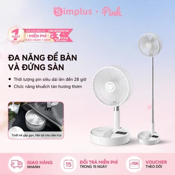 Simplus Pink Quạt Để Bàn Mini 2in1 Gấp Gọn, Quạt Đứng & Để Bàn, Pin 28H, Khuếch Tán Hương Thơm DFSH017