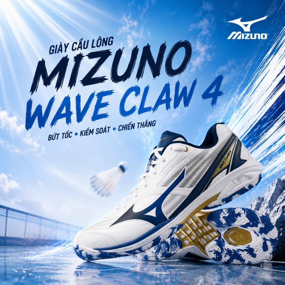 Giày cầu lông Mizuno Wave Claw 4 chính hãng -  siêu nhẹ, linh hoạt