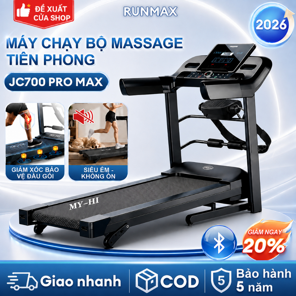 Máy chạy bộ tại nhà,MY-HI JC700 PRO MAX,1-16km/h,Mẫu mới 2026,Theo Dõi Nhịp Tim,Giảm chấn chống ồn