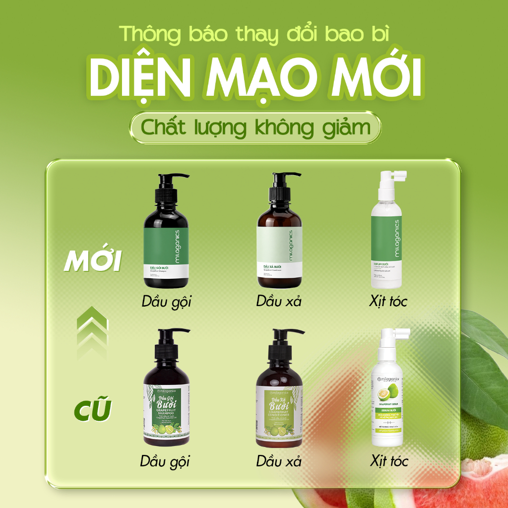 Dầu gội tinh dầu bưởi MILAGANICS giảm rụng & giúp mọc tóc, dầu gội bưởi dài tóc 250ml | BigBuy360 - bigbuy360.vn
