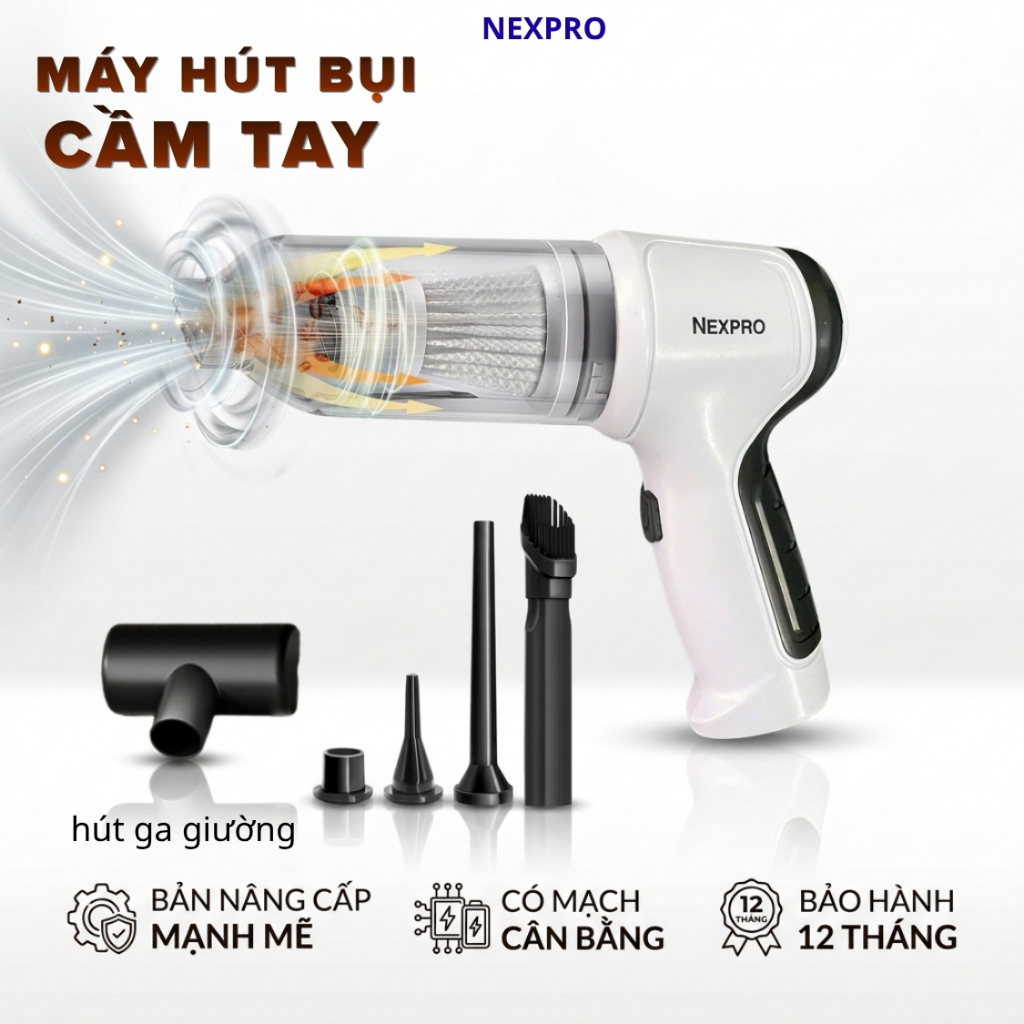 Máy Hút Bụi Cầm Tay NEXPRO, Hút Bụi Giường Nệm, Công Nghệ Nhật Bản, BH 12 Tháng