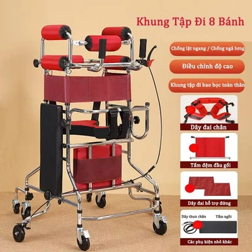 Khung tập đi cho người bị tai biến -Khung Tập Đi 8 Bánh – Hỗ Trợ Người Cao Tuổi, Người Bệnh Tập Đi