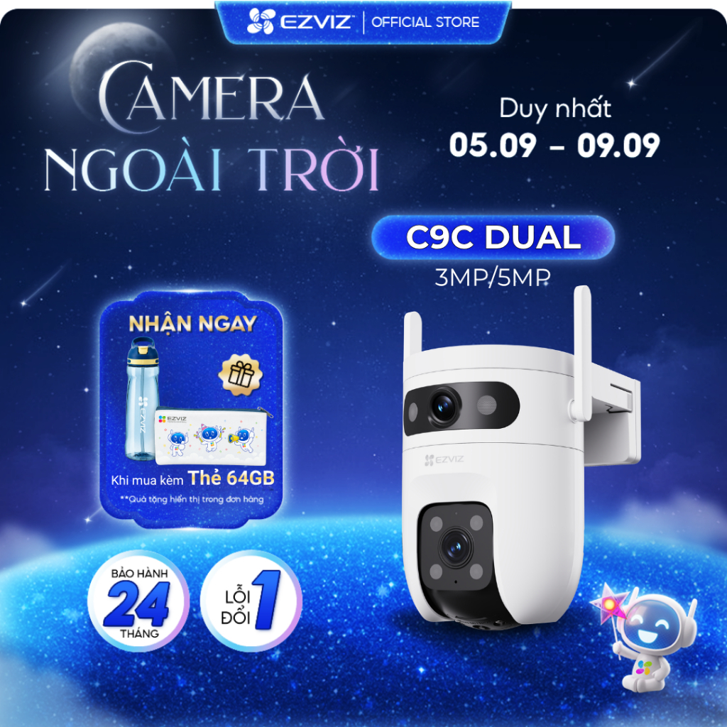 [MỚI] Camera Wifi EZVIZ Ngoài Trời C9C 3MP/5MP Ống Kính Kép, IP65 Chống nước, Cảnh Báo Chống Trộm, AI Thông Minh