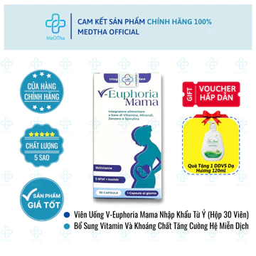 Vitamin Tổng Hợp V-Euphoria Mama - Bổ Sung Các Vitamin Và Khoáng Chất, Lợi Sữa, Bổ Bầu - Hộp 30 Viên