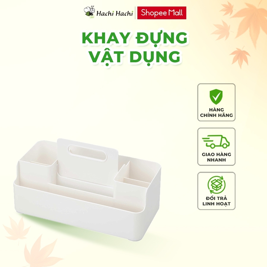 Khay đựng mỹ phẩm, khay đựng đồ, văn phòng phẩm, đồ makeup, remote chia ngăn Sanka 7 ngăn 23.5x15.7x10.6cm (Trắng)