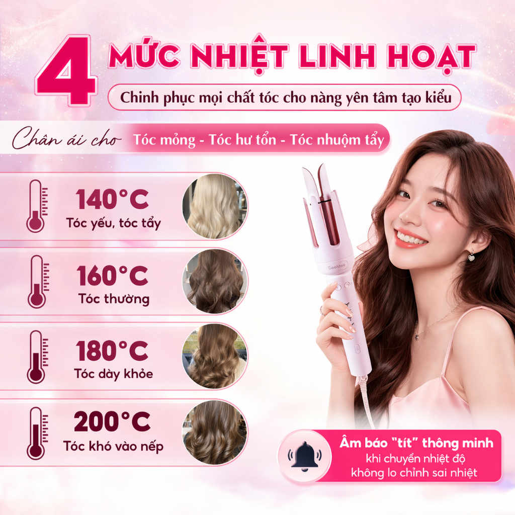 [GIÁ 345K TẠI LIVE SHOP]Máy uốn tóc tự động SeeMee tạo 2 kiểu xoăn trục 28mm 32mm giữ nếp 48h quà tặng bạn gái 20/10,LIS | BigBuy360 - bigbuy360.vn
