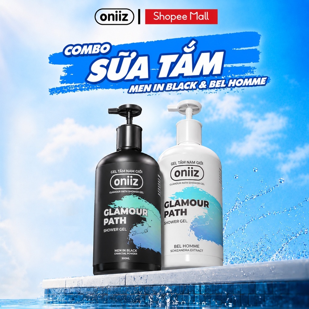 Sữa tắm hương nước hoa Oniiz, Gel tắm Bel Homme & Men In Black hương thơm hiện đại, nam tính 500ml