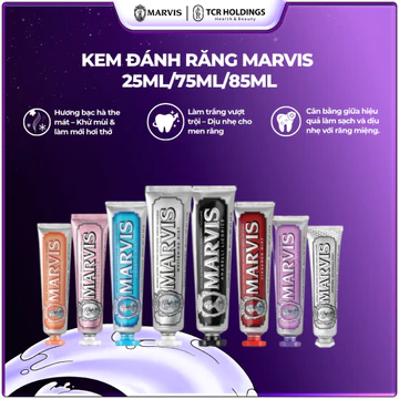 Kem Đánh Răng Marvis 25ML/75ML/85ML – Hơi thở thơm mát, hỗ trợ trắng răng, sạch miệng, ngừa mảng bám