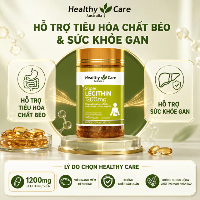 [Chính Hãng Úc] Mầm Đậu Nành Healthy Care Super Lecithin 1200mg (100 Viên) - Cứu Tinh Thông Tắc Tia Sữa & Nội Tiết Nữ