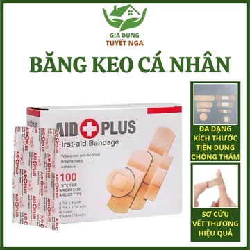 Hộp 100 Cái Băng Gạc Y Tế, Băng Cá Nhân Tiệt Trùng Aid First, Băng Keo Cá nhân
