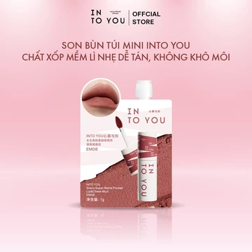 Son Bùn Túi Mini INTO YOU Chất Son Bùn Lì Làm Giảm Thâm Môi Sáng Da Bền Màu Không Khô Môi Lâu Trôi 1g
