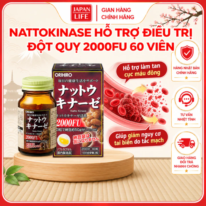 Viên uống Natto Nhật Bản Orihiro 2000FU 60 viên, Nattokinase - JAPAN LIFE