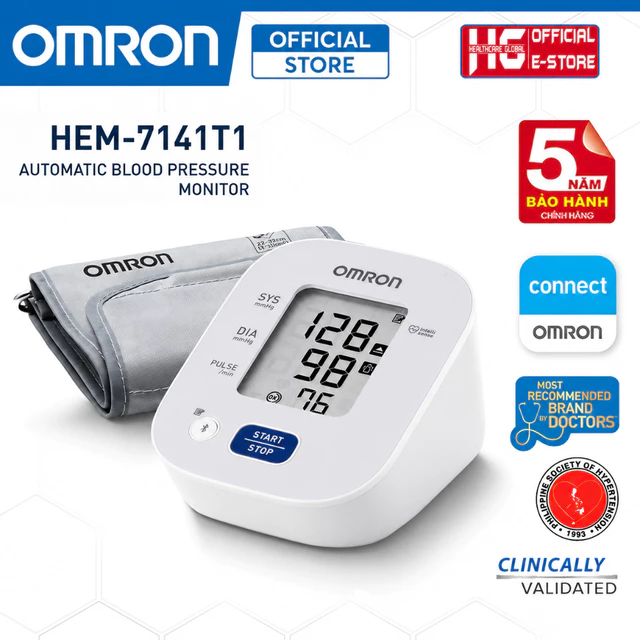 Máy Đo Huyết Áp Omron HEM-7141T1 | Kết Nối Bluetooth, Omron Connect, Bảo Hành Chính Hãng 5 Năm