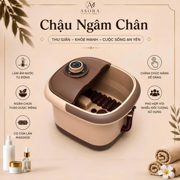 (HN) Chậu Ngâm Chân Nâu <TẶNG Ổ CHỐNG GIẬT >Bồn ngâm chân Có SỤC KHÍ - Bồn ngâm chân tự làm nóng nước