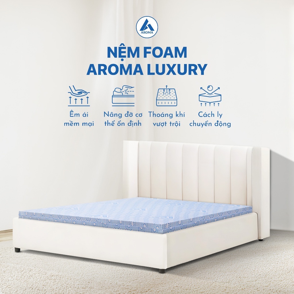 Nệm Foam Cao Cấp Aroma Luxury 5cm Đệm Foam Mỏng Trải Sàn Êm Ái Không Lún - Bảo Hành 10 Năm
