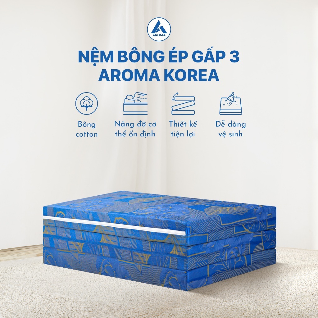 Nệm Bông Ép Gấp 3 Aroma Korea Đệm Sinh Viên (Giao Màu Ngẫu Nhiên)