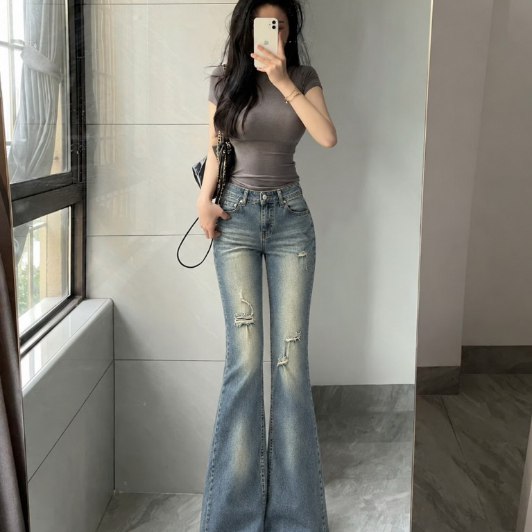 [DEAL SỐC] Quần Jean Nữ Ống Loe Co Giãn QC530 Bigsize 55-85kg, Cạp Cao Tôn Dáng, Rách Thời Trang 2KJEANS | BigBuy360 - bigbuy360.vn