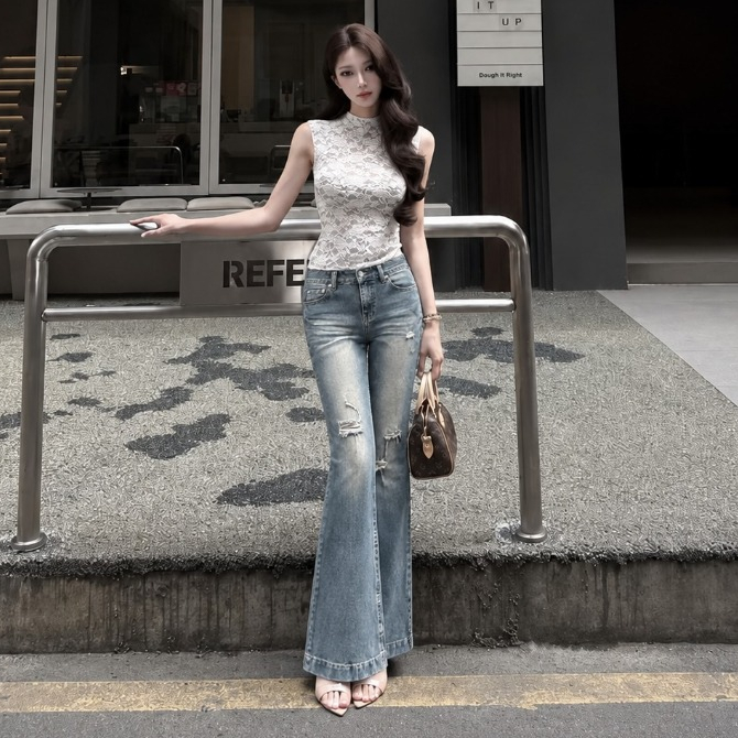 [DEAL SỐC] Quần Jean Nữ Ống Loe Co Giãn QC530 Bigsize 55-85kg, Cạp Cao Tôn Dáng, Rách Thời Trang 2KJEANS | BigBuy360 - bigbuy360.vn