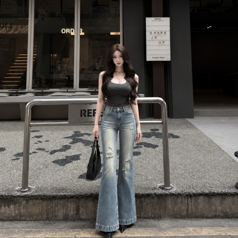 [DEAL SỐC] Quần Jean Nữ Ống Loe Co Giãn QC530 Bigsize 55-85kg, Cạp Cao Tôn Dáng, Rách Thời Trang 2KJEANS | BigBuy360 - bigbuy360.vn