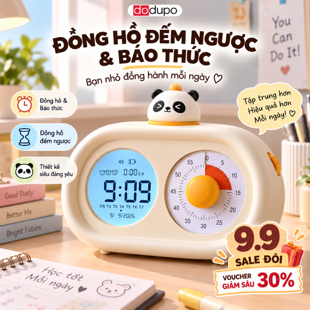 Đồng hồ đếm ngược DODUPO hẹn giờ học tập, bấm giờ thông minh, quản lý thời gian
