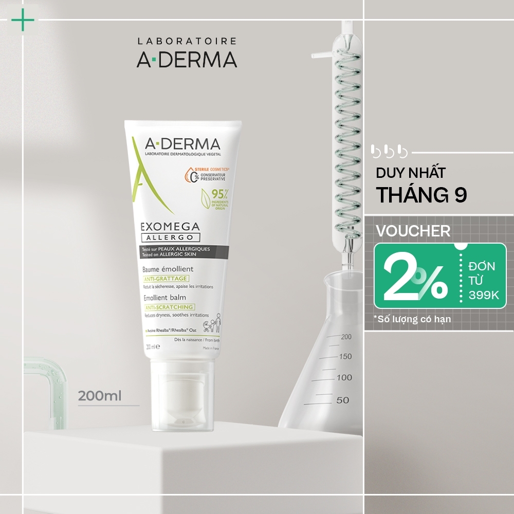 Kem dưỡng cho viêm da cơ địa, da dị ứng A-Derma EXOMEGA Allergo Emollient Balm giúp giảm ngứa, khô, kích ứng da