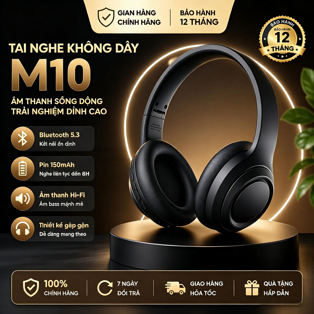 Tai Nghe Chụp Tai M10 Nghe Nhạc Đàm Thoại Chơi Game Pin Trâu Thiết Kế Thời Trang Thể Thao ,tai nghe ko dây | BigBuy360 - bigbuy360.vn