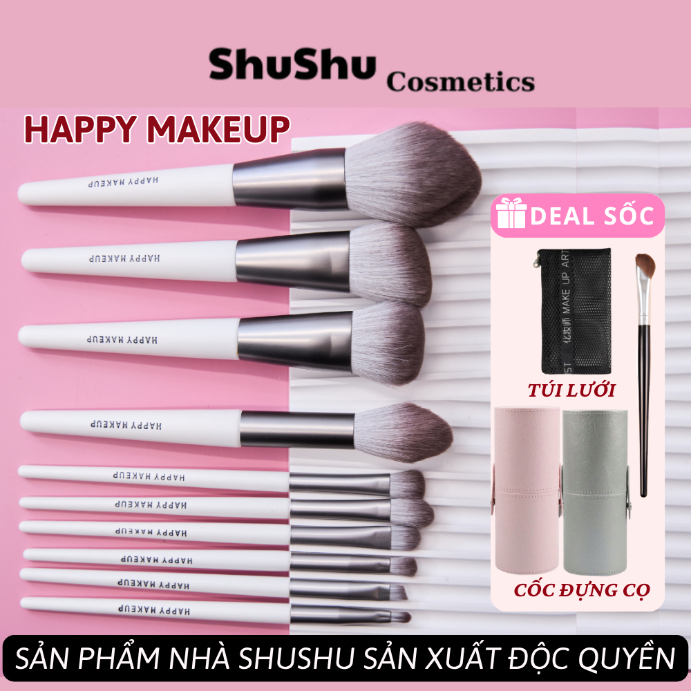 [SVIP] Bộ Cọ Trang Điểm 10 Cây Happy Makeup Chuyên Makeup Cá Nhân Lông Siêu Mềm SHUSHU