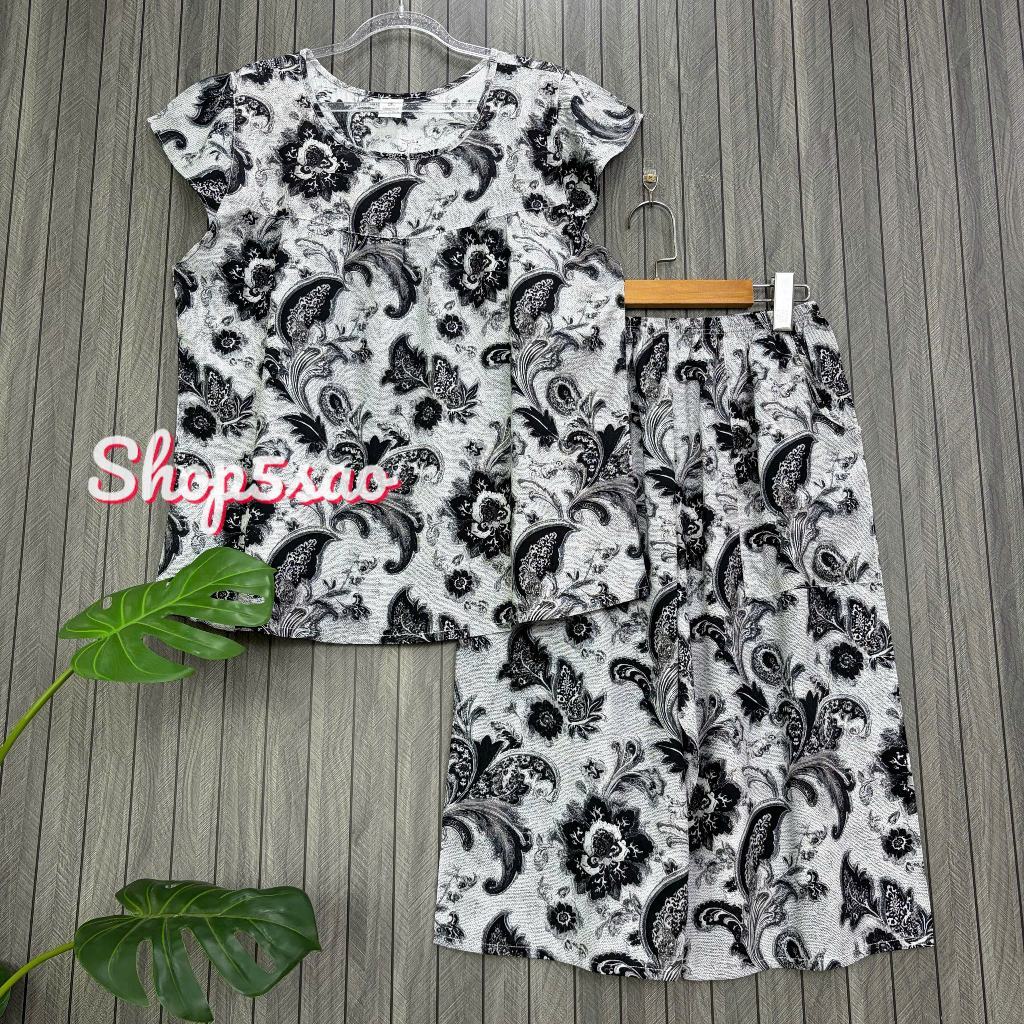 Đồ bộ tole trung niên, bộ tole lanh mặc nhà SHOP5SAO quần lửng, áo cánh tiên có Bigsize (50-80kg) | BigBuy360 - bigbuy360.vn