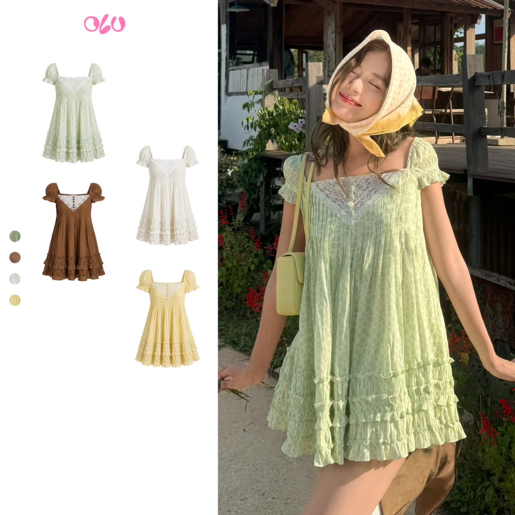 Váy OLV babydoll Kate Ruffled Dress chất kate mềm mại kèm quần bảo hộ nhiều màu phù hợp mùa hè đi chơi du lịch