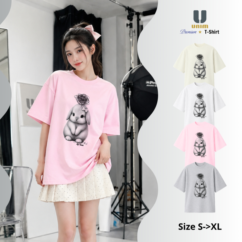 [HỎA TỐC] Áo Thun Bunny Nothink Đáng Yeu Unim Fashion Chất Liệu Cotton 2 Chiều Thoáng Mát Hiẹu Ứng Trame Lạ Mắt
