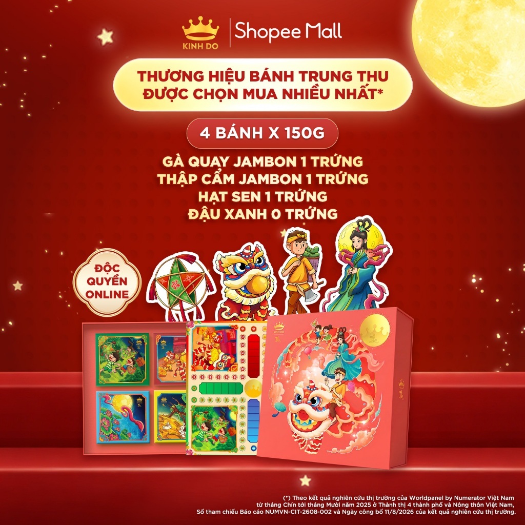 [HỎA TỐC] [ VC 65K ] Hộp Bánh Trung Thu Kinh Đô "Mã đáo đoàn viên" (4 Bánh x 150g)