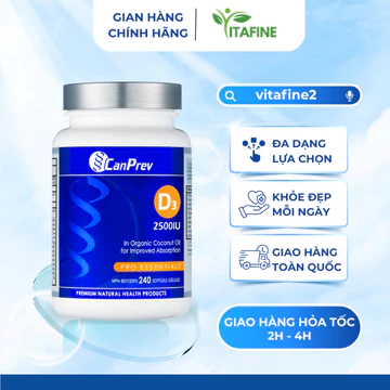 CanPrev Vitamin D3 2500 IU – Vitamin D3 Trong Dầu Dừa Hữu Cơ Hỗ Trợ Phòng Ngừa Thiếu Vitamin D