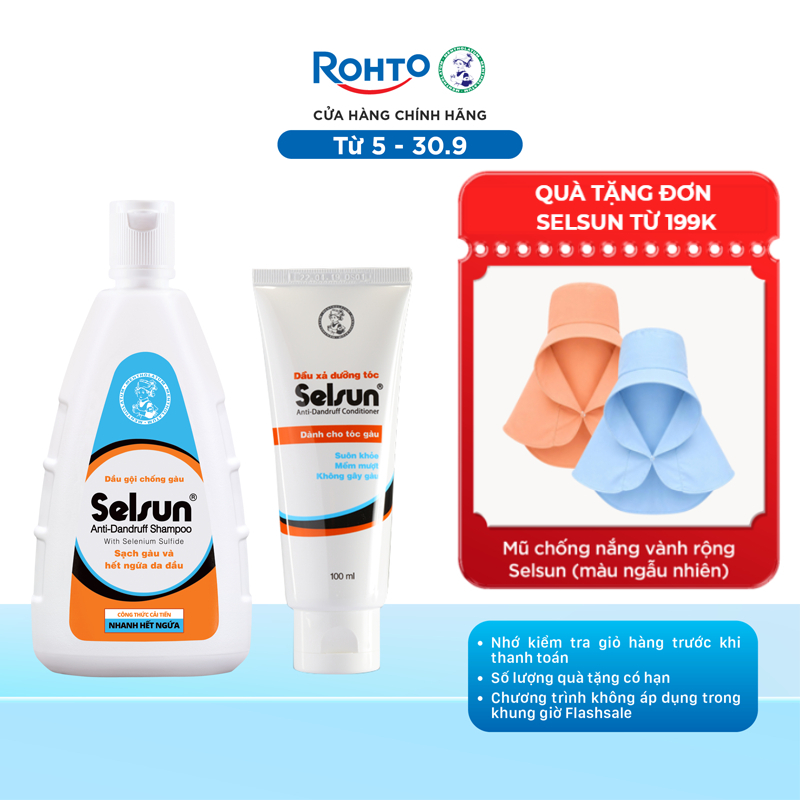[VB] Bộ dầu gội Selsun & dầu xả Selsun: 1 Dầu gội Selsun Anti-Dandruff 250ml + 1 Dầu xả Selsun Anti-Dandruff 100ml