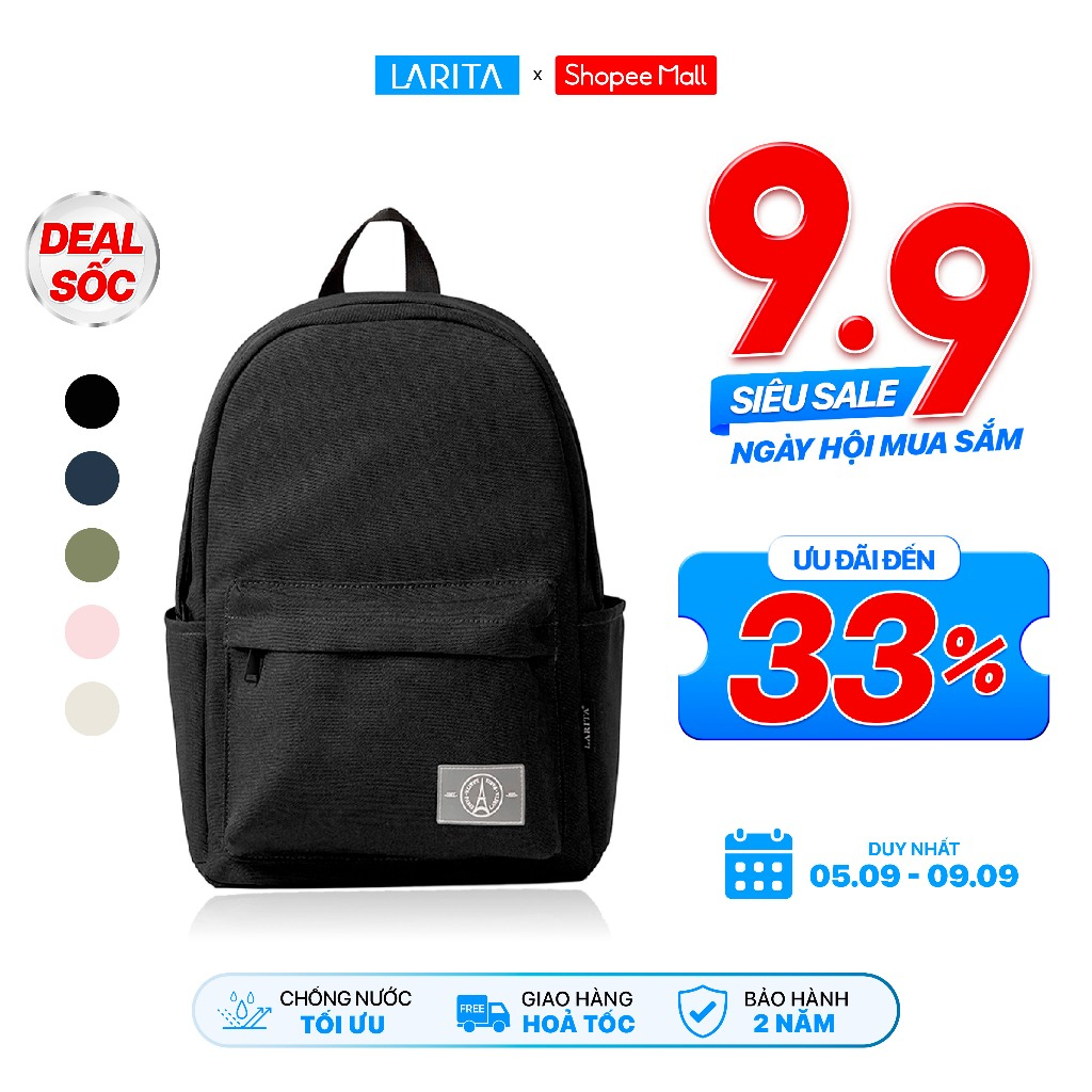 Balo Nam Nữ Larita CLASSIC BASIC 13" - Đựng Laptop 13 Inch, Nhỏ Gọn, Chất Liệu Vải Bền Bỉ, Kháng Nước Tối Ưu | BigBuy360 - bigbuy360.vn